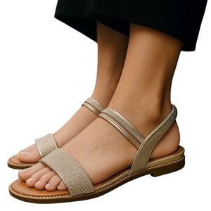 Andiamo Women's Adaisy Gold Rhinetones Slingback Sandals‎ Size 7.5M